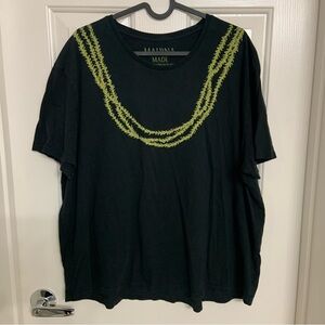 Mahina Made Women's Black Short Sleeve Tee Green Pakalana Lei 3XL